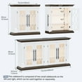 thumbnail image 4 of LGHM 60" Large Sideboard Buffet Cabinet with LED Lights & Charging Station, Modern Kitchen Storage Cabinet with 4 Glass Doors, Wood Coffee Bar Cabinet for Dining Living Room, White, 4 of 8