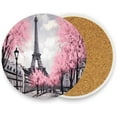 thumbnail image 2 of Eiffel Tower Pink Coasters Absorbent Moisture Non-Slip Drink Coaster Ceramic Stone with Cork Base Desktop Protection Prevent Furniture Damage 2PCS Home Decor, 2 of 6