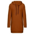 thumbnail image 5 of Vestido sudadera largo con capucha y cordón para mujer - Jersey oversize informal con bolsillo, mezcla de poliéster, tallas S-XXL, 5 of 5