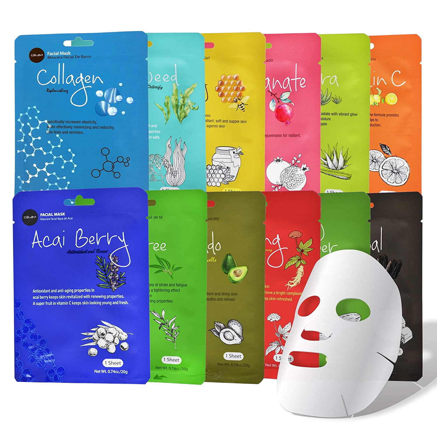 Celavi Collagen Essence Facial Mask Sheet Classic Korean Skincare 12
