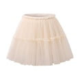 thumbnail image 6 of DJDLJWCJ Little Girls School Uniform Skirts Mesh Stretch Soft Elastic Waist Pleated Skirt A Line Summer Skirt with Lining Z Beige Size 11, 6 of 10