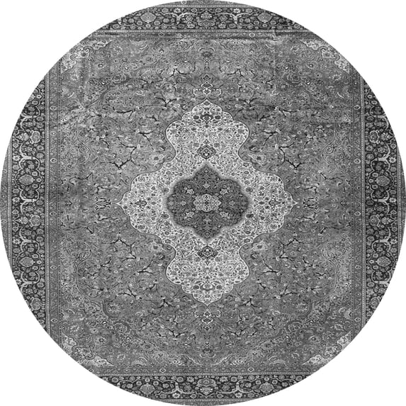 Ahgly Company Indoor Round Medallion Gray Traditional Area Rugs, 3' Round