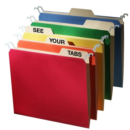 Tab View Letter Hanging File Folder, Assorted