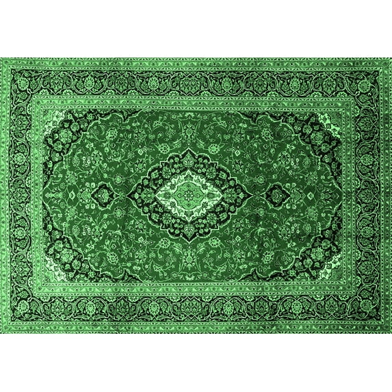 Ahgly Company Indoor Rectangle Medallion Emerald Green Traditional Area Rugs, 8' x 10'