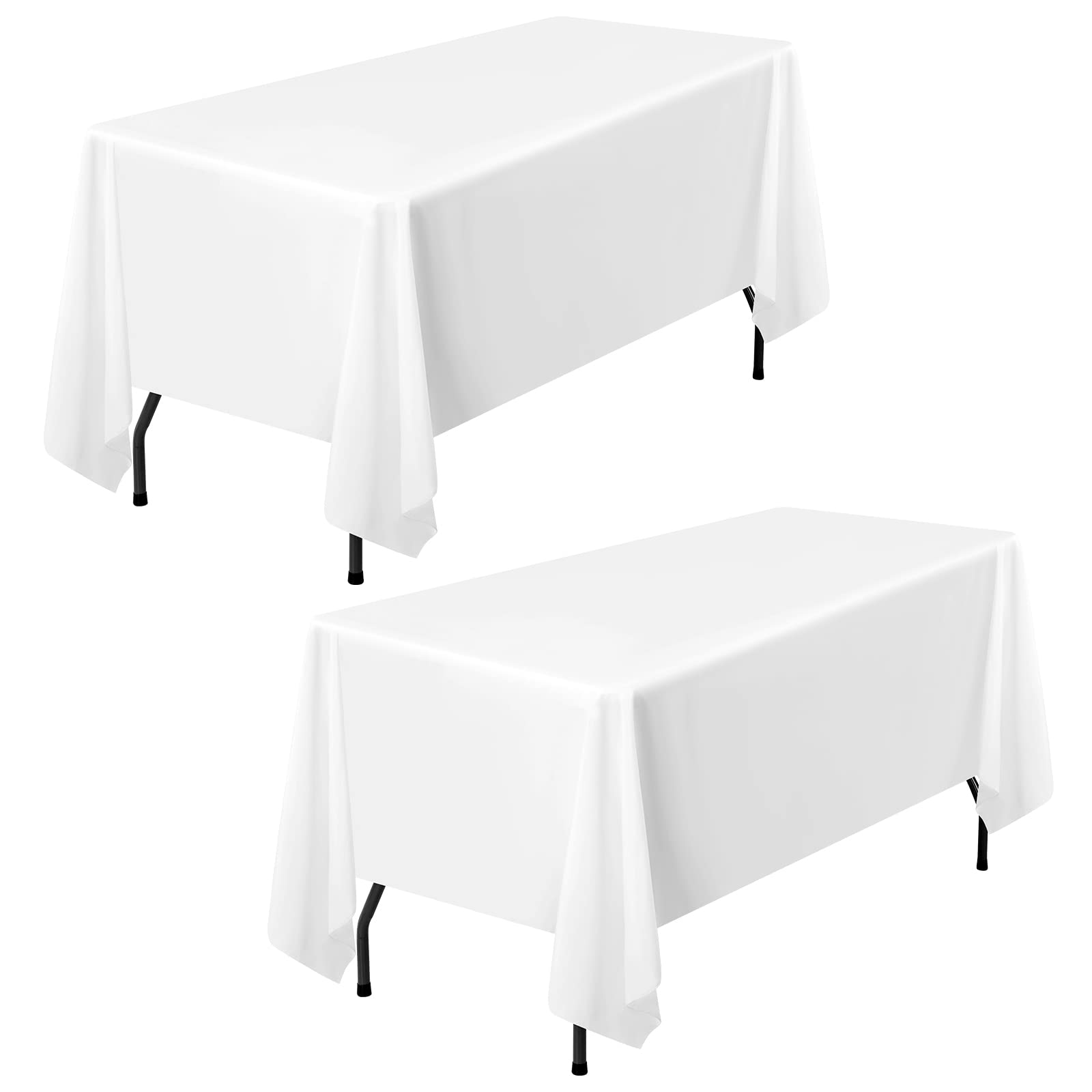 YMHPRIDE 2Pack White Polyester Tablecloths 90x132inch Rectangle Tables