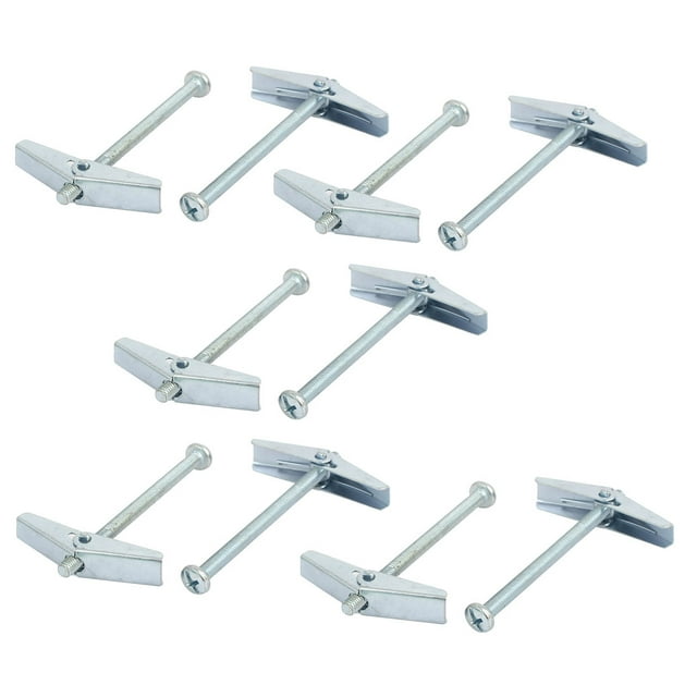 Unique Bargains M5 x 75mm Male Thread Spring Loaded Hollow Wall Round Head Toggle Bolt 10pcs