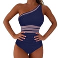thumbnail image 4 of cocolona One Piece Swimsuit Women Summer Color Block One-shoulder Pleated Bathing Suit Vacation Beach Swimwear, 4 of 6