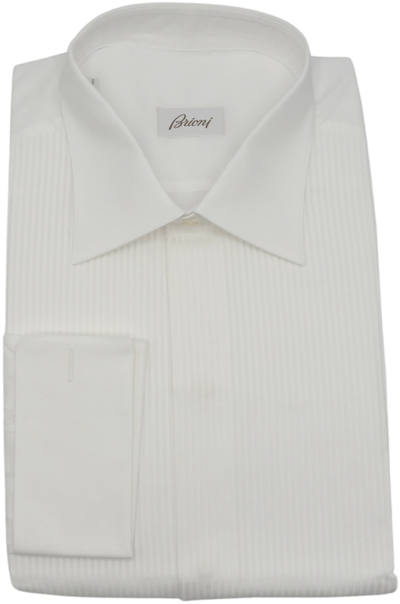 White Ruffle Stripe Dress Shirt - 42 