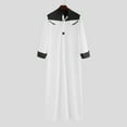 thumbnail image 3 of YLSDY Men's Traditional Muslim Clothing Contrast Color Muslim Dress Middle East Saudi Arabic Long Sleeve Robe Ramadan Tops Black XL, 3 of 4