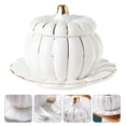 thumbnail image 4 of MasteelfCA 1 Set Pumpkin Shape Rice Bowl Double Kitchen Ceramic Plate with Lid (White), 4 of 7