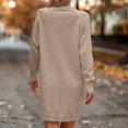 thumbnail image 4 of Lindreshi Fall Dresses for Women 2023 Homecoming Dresses Women's Winter Casual Solid Color Knitted Sweater Long Sleeve Button Dress, 4 of 7