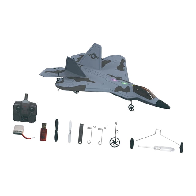 Avión de F22 con Control remoto, listo , giroscopio de 6 ejes, fácil de volar, 4 canales, para niños y adultos, envergadura, Avión