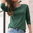 thumbnail image 6 of RYRJJ Womens Long Sleeve Shirts Fall Fashion Crewneck Casual Loose Fit Work Tops Lightweight Trendy Pullover Basic T-Shirt(Green,L), 6 of 8
