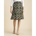 thumbnail image 3 of Moomaya Printed A-Line Skirt For Women, Elastic Waist Midi Length Formal Look Skirt, 3 of 8