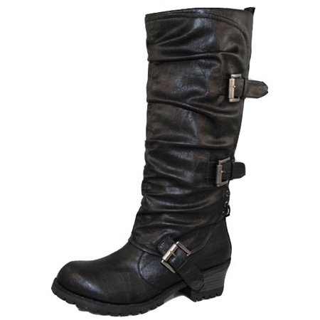 

Qupid Reactor-06 Round Toe Knee High Boot Black PU 5.5