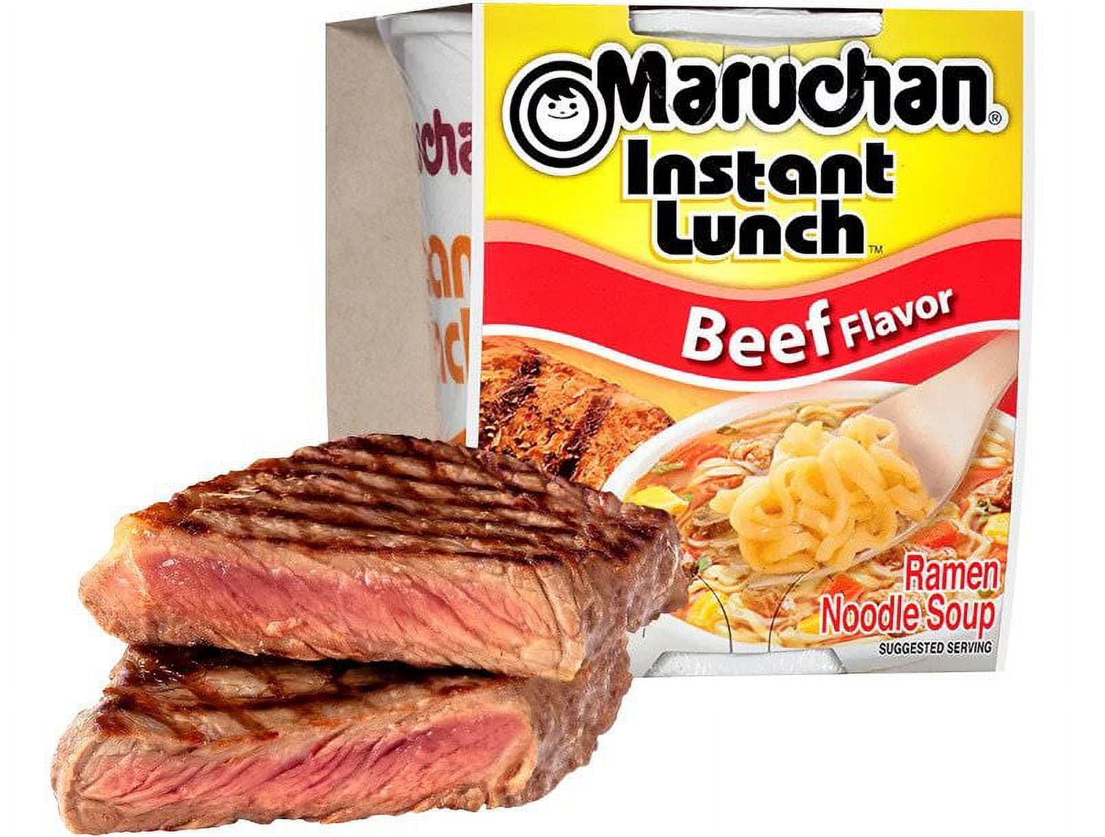 (2 pack) Maruchan Beef Instant Lunch Ramen Noodles, 2.25 oz Cup (12 Pack)