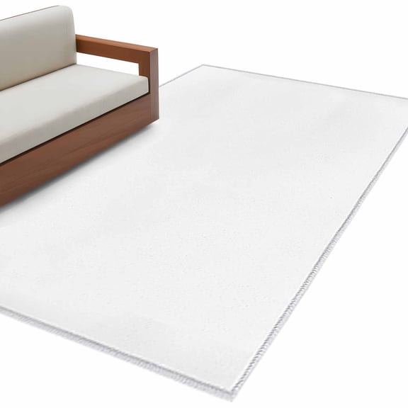 White Living Room Rug 4x6 Washable Area Rug for Bedroom, Non-Slip Dining Room Rugs Modern Minimalist Pure Soild Color Indoor Carpet for Kitchen Entryway Office Nursery Laundry