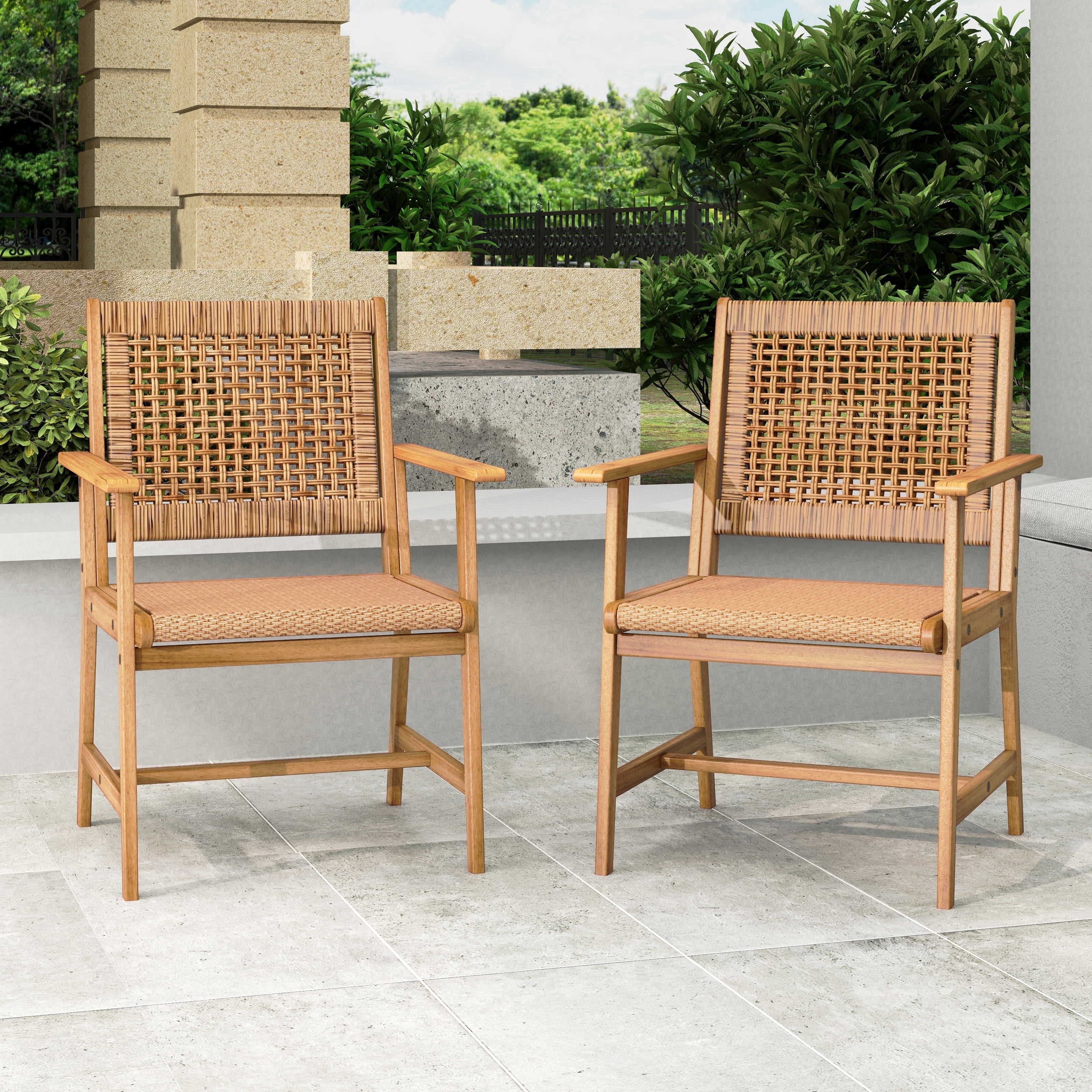 Safavieh, Outdoor French Bistro Side Chair, Set of 2, Grey/White