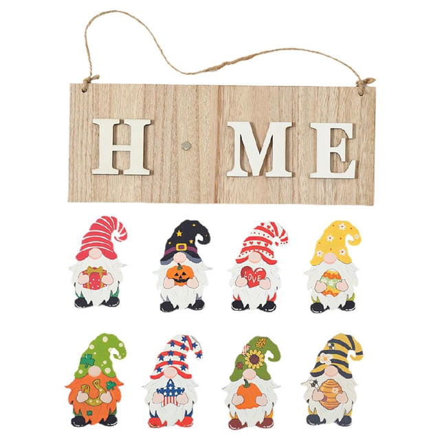 Inteprter Letrero de para puerta delantera, adorno decorativo, letrero para el hogar, hermoso y elegante tablero colgante de Navidad con ocho Papá Kits de decoración para fiestas Inteprter HA013780-00