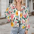 thumbnail image 3 of Jackets for Women Winter Coat Jackets Flannel Stand Collar Jacket(Pretty Floral White Background Design,Size:S-4XL), 3 of 7