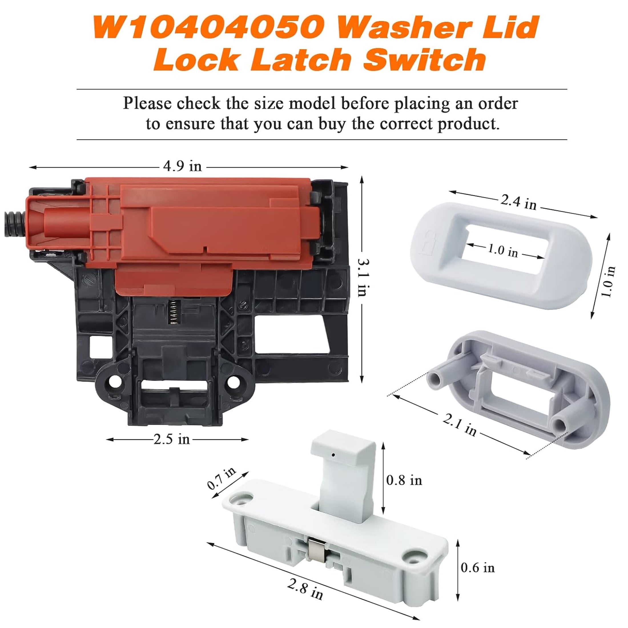 W10404050 W10238287 Washer Lid Lock Latch Switch Assembly Fit for Whirlpool Kenmore Amana Crosley Washing Machine Replace AP5263307 W10744659 PS349762