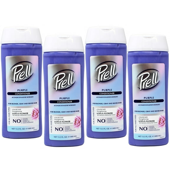 4 Pack - Prell Purple Conditioner, for Blonde, Gray and Silver Hair, Lotus Flower, 13.5 FL OZ