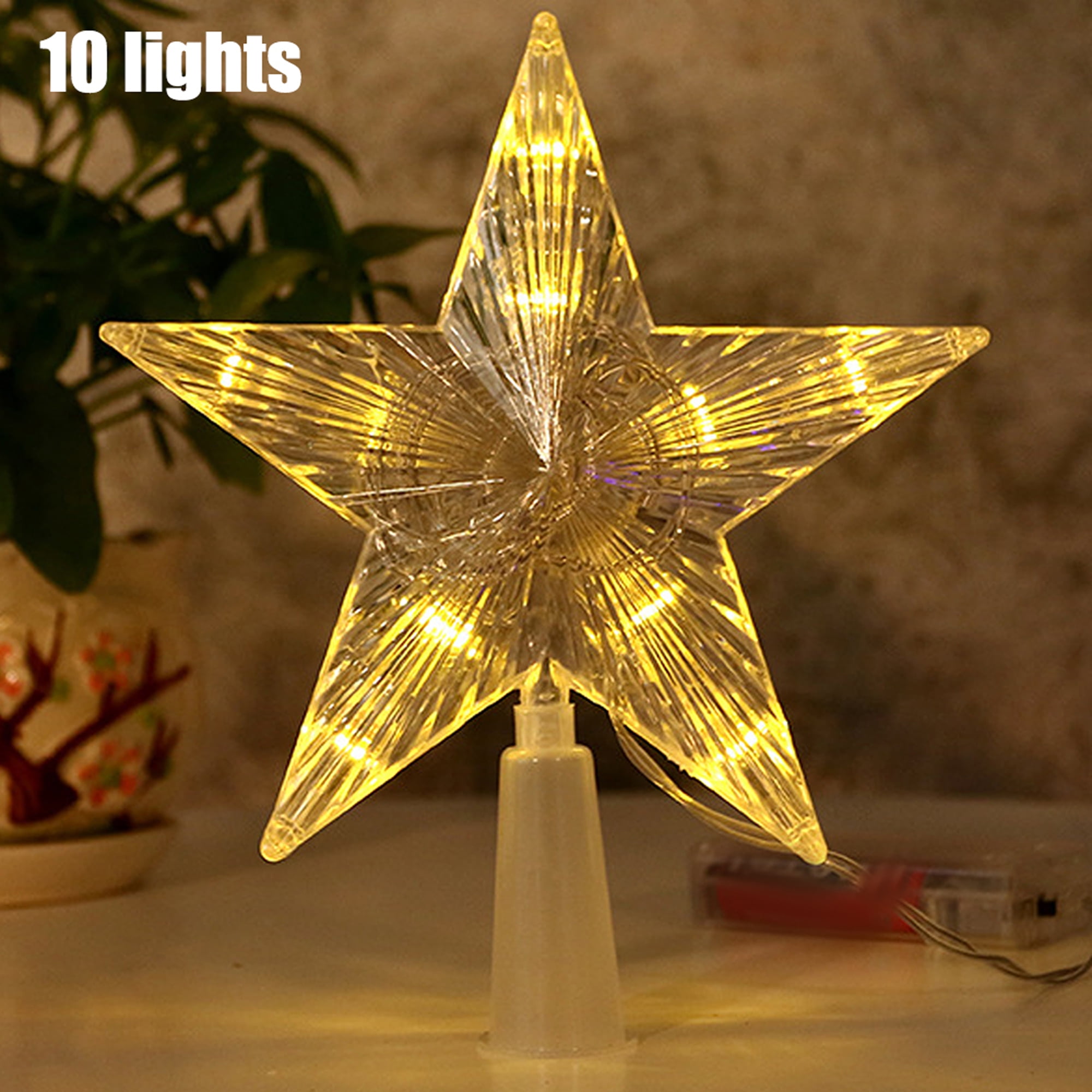 LED Colorful Five-pointed Star Lamp Xmas Light Christmas Tree Topper Party Decor 