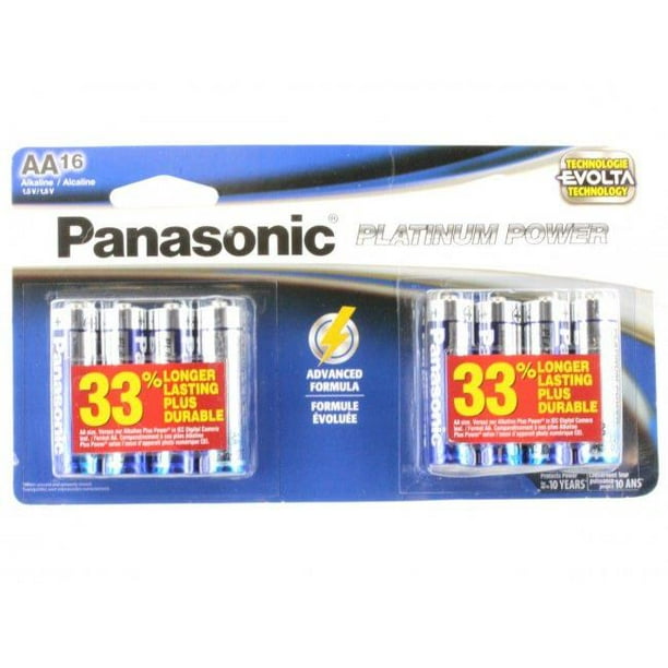 Panasonic PANASONIC-LR6XE-16BH 1.5V Platine Puissance AA Piles Bouton Alcalin - Pack de 16