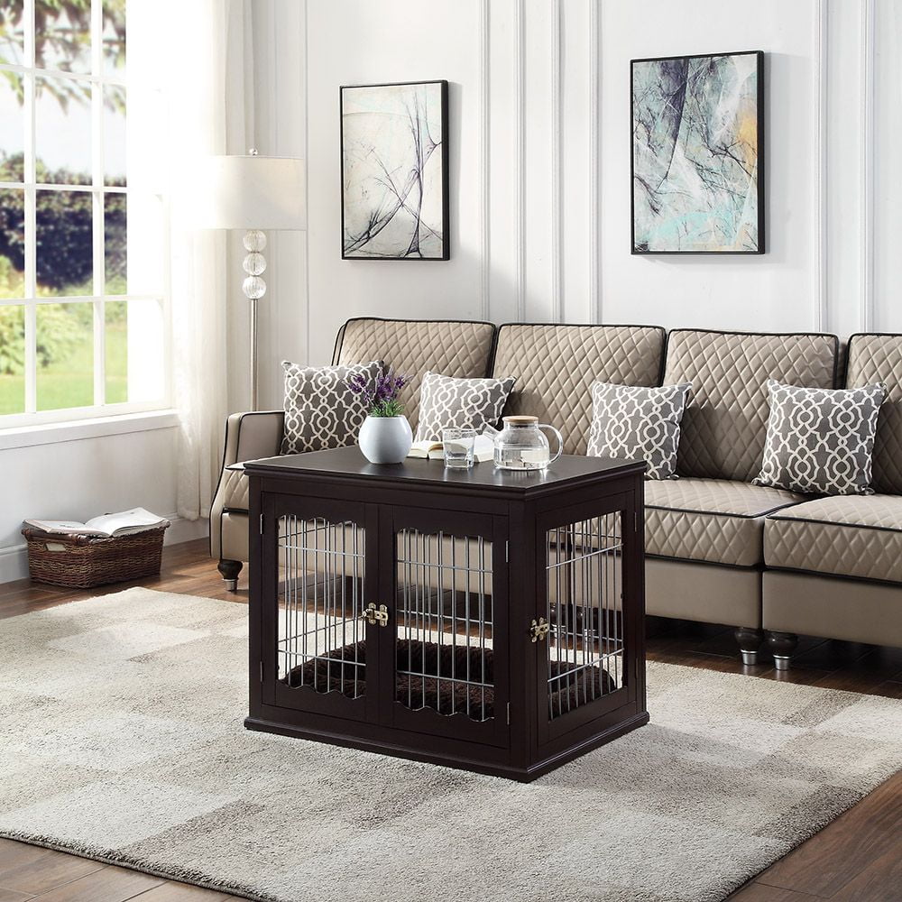 Unipaws Dog Crate with Pet Cushion, Durable Dog Kennel, Fashion Design Dog House, Side Table for