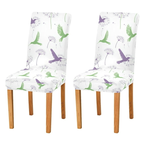 Yayeee 2 Pack Dining Chair Covers Stretch Parson Chairs Slipcovers Seat Protector, Purple Birds