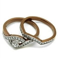 thumbnail image 5 of Women's Stainless Steel Two Tone IP Light Brown 4.37(g) CZ Clear Ring Set, 5 of 5