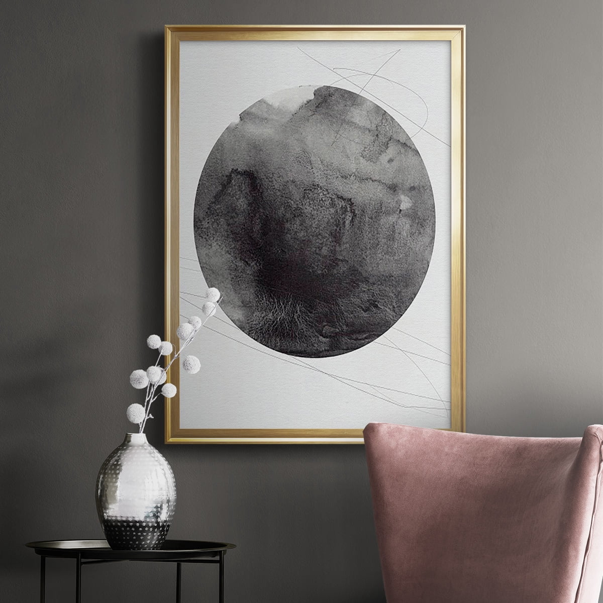 Graphite Moon I Premium Framed Print, in Gold, Black, or Silver - Ready to Hang