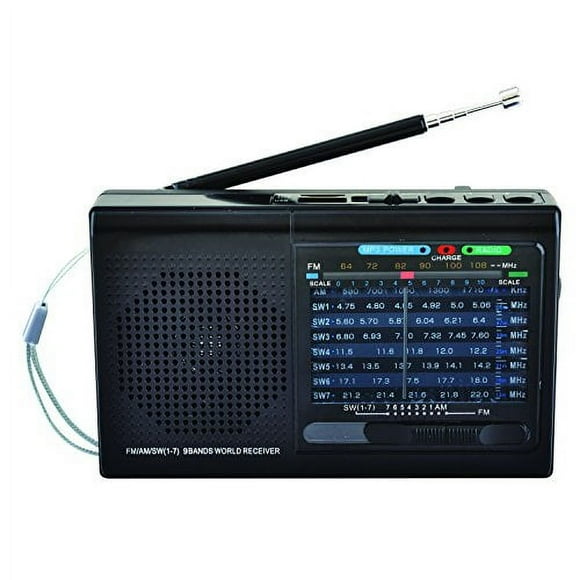 Radio Supersonic SC-1080BT de 9 bandas con Bluetooth AM/FM, color negro