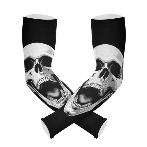 ALAZA Black Funny Skull UV Sun Protection Arm Sleeves UPF 50  Compression Cooling Sleeve 1 Pair
