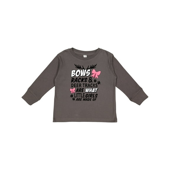 Inktastic Hunting Season Bows Racks & Deer Tracks Girls Long Sleeve Toddler T-Shirt