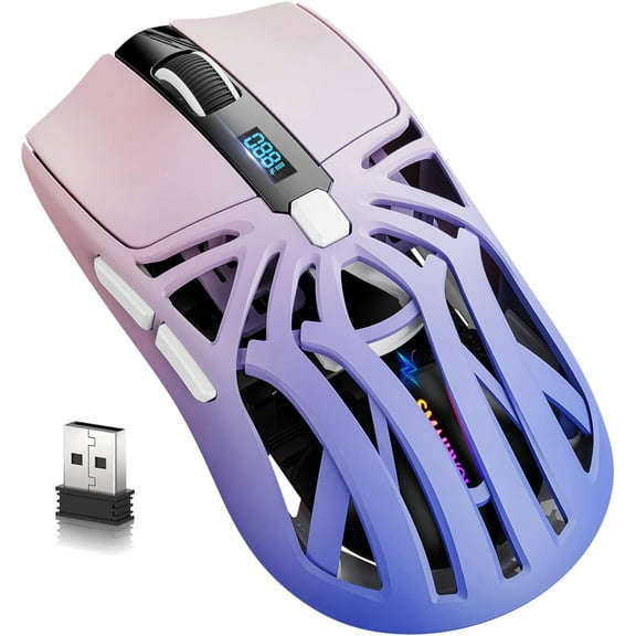 Wireless Gaming Mouse, 10000 DPI, Tri-Mode 2.4GHz/Bluetooth/Wired Mouse, 6 Buttons, Digital Display, Silent Mice, Rechargeable, Customizable Macro and RGB Backlight for PC/Mac/Laptop (Black)