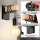 thumbnail image 2 of Industrial Wooden Wall Sconce Retro Indoor Wall Lighting E27 Wall Spotlight Black (Without Bulb), 2 of 5
