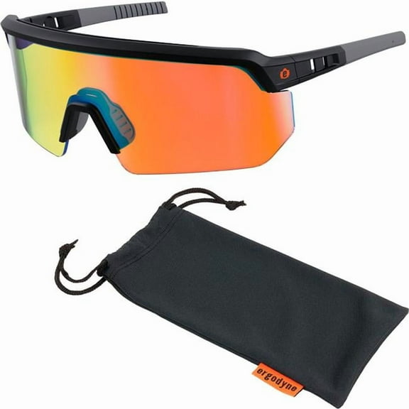 Ergodyne B3139683 Skullerz AEGIR-AFASM Half Frame Safety Glasses Orange Mirror Lens Matte Black Frame