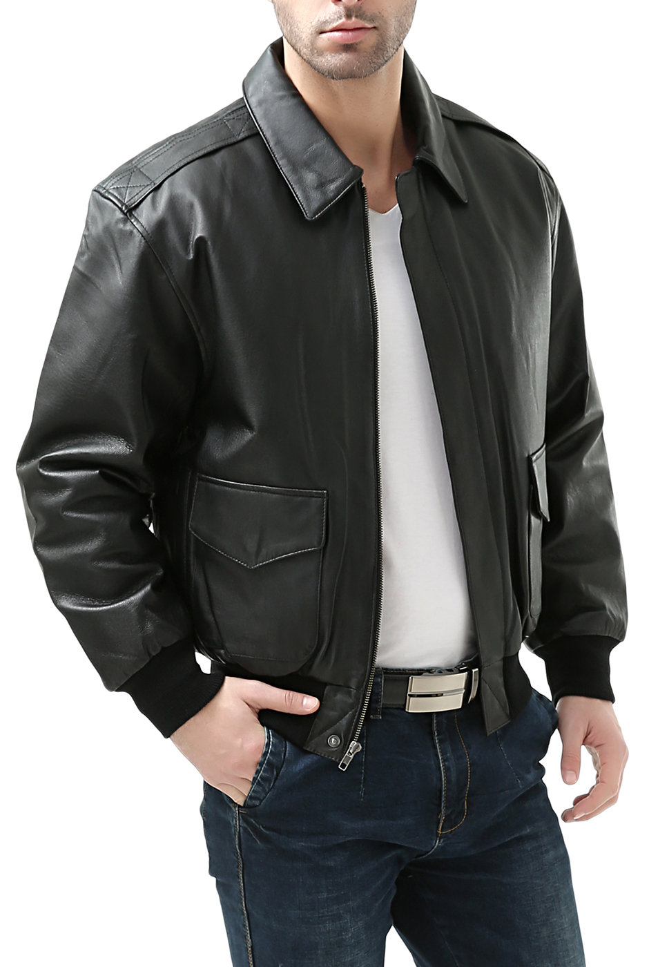 Landing Leathers Mens Air Force A-2 Leather Flight Bomber Jacket (Regular & Tall) - image 2 of 7