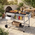 thumbnail image 3 of Costway Outdoor Grill Table for 18” & 22” Weber Original Kettle with Wire Rack, Garbage Can, 3 of 10