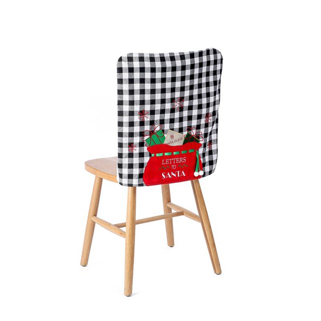 Coxeer Christmas Chair Slipcovers Plaid Snowflake Soft Chair Protector Chair Back Cover