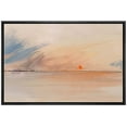 thumbnail image 3 of PixonSign Framed Canvas Print Wall Art Pastel Sunset Ocean Horizon Landscape Nature Wilderness Illustrations Modern Art Decorative Minimal Rustic for Living Room, Bedroom, Office - 16"x24" Black, 3 of 5