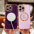 thumbnail image 3 of for iPhone 15 ProMax Case Compatible with MagSafe Cute Rose Flower Magnetic Phone Case for Women Luxury Plating Camera Lens Cover Soft Silicone Shockproof 15 Pro Max Case 6.7" (Deep Purple), 3 of 10
