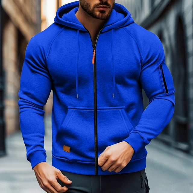 PEONAVET Veste Homme Cargo Couleur Unie Multiples Poches Sport Décontracté Raglan Manches Longues à Capuche