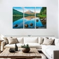 thumbnail image 3 of Elephant Stock Relaxing Trillium Lake Wall Art - Horizontal Multi Panel Canvas - Living Room Wall Decor - Nature Multi Panel - Blue And Green Decor - 74" x 48", 3 of 8