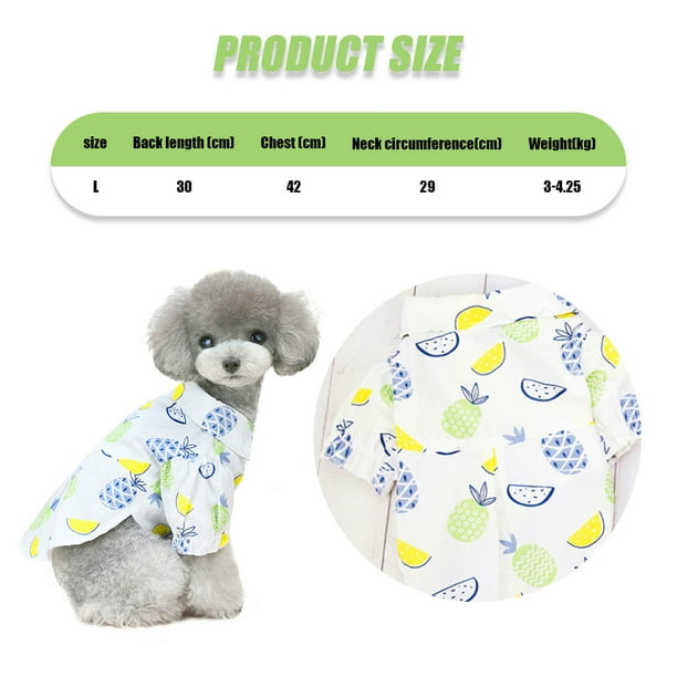 Ropa para cachorros, camisa con solapa y estampado de piña, polo