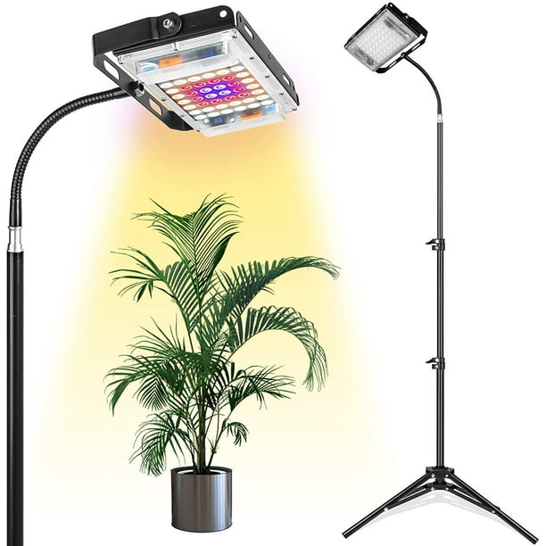 Lampe de culture avec support, lampe de sol LED à spectre complet 150 W  pour plantes d'intérieur, lampe de culture avec interrupteur marche/arrêt,  trépied réglable 15-48 pouces 