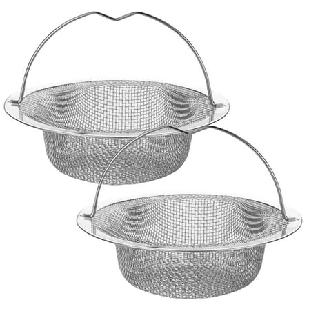 Stainless Steel Sink Strainer Basket With Handle, 4.5 Inch Diameter, 2-Pack Kitchen Drain Stopper for Most 110mm Sinks
