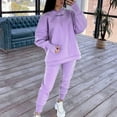 thumbnail image 6 of HAPIMO Savings Two Piece Sport Suit for Women Casual Solid Color Thick Hooded Sweatshirt+Jogger Sweatpant Fall Fashion Sets Purple M, 6 of 6
