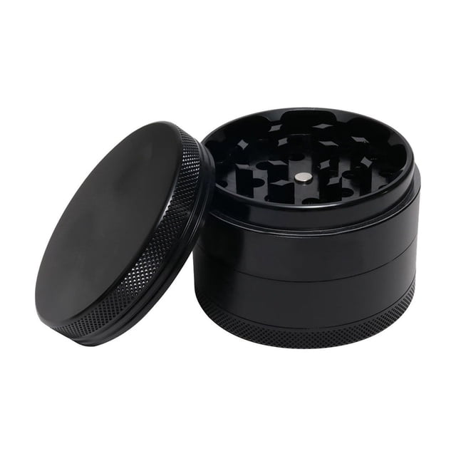 Molinillo de aluminio, molinillo de hierbas de 4 piezas, juego de triturador para hierbas secas, flores, especias con compartimento y raspador